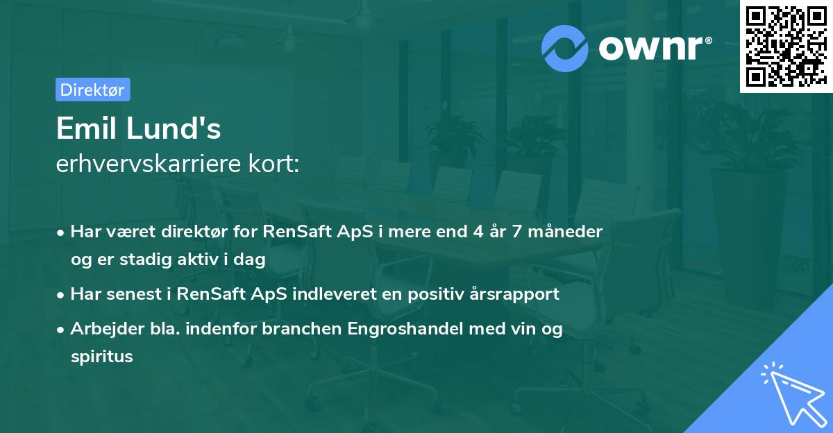 Emil Lund's erhvervskarriere kort