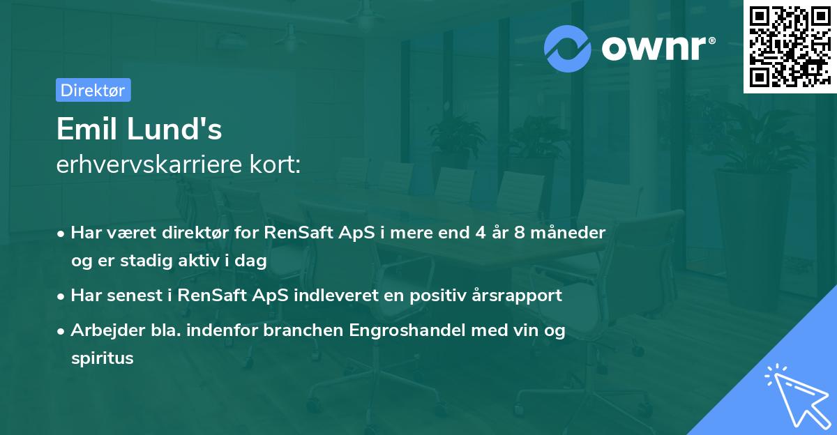 Emil Lund's erhvervskarriere kort