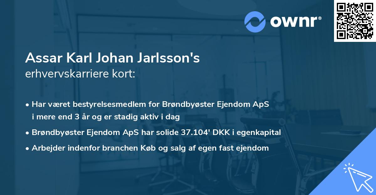 Assar Karl Johan Jarlsson's erhvervskarriere kort