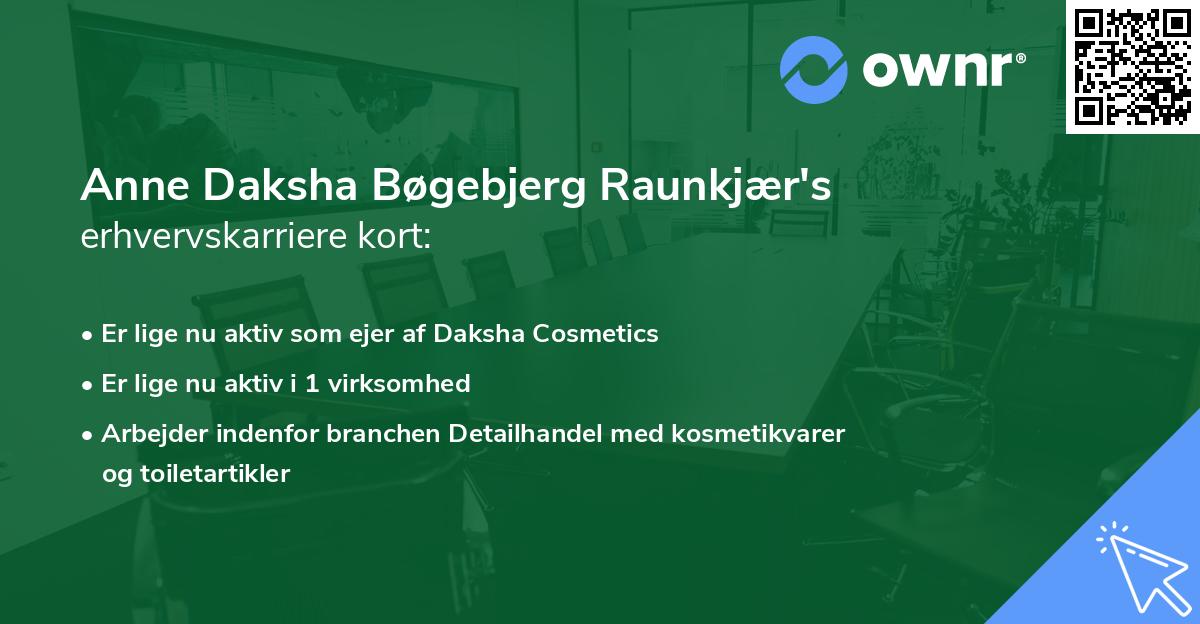 Anne Daksha Bøgebjerg Raunkjær's erhvervskarriere kort