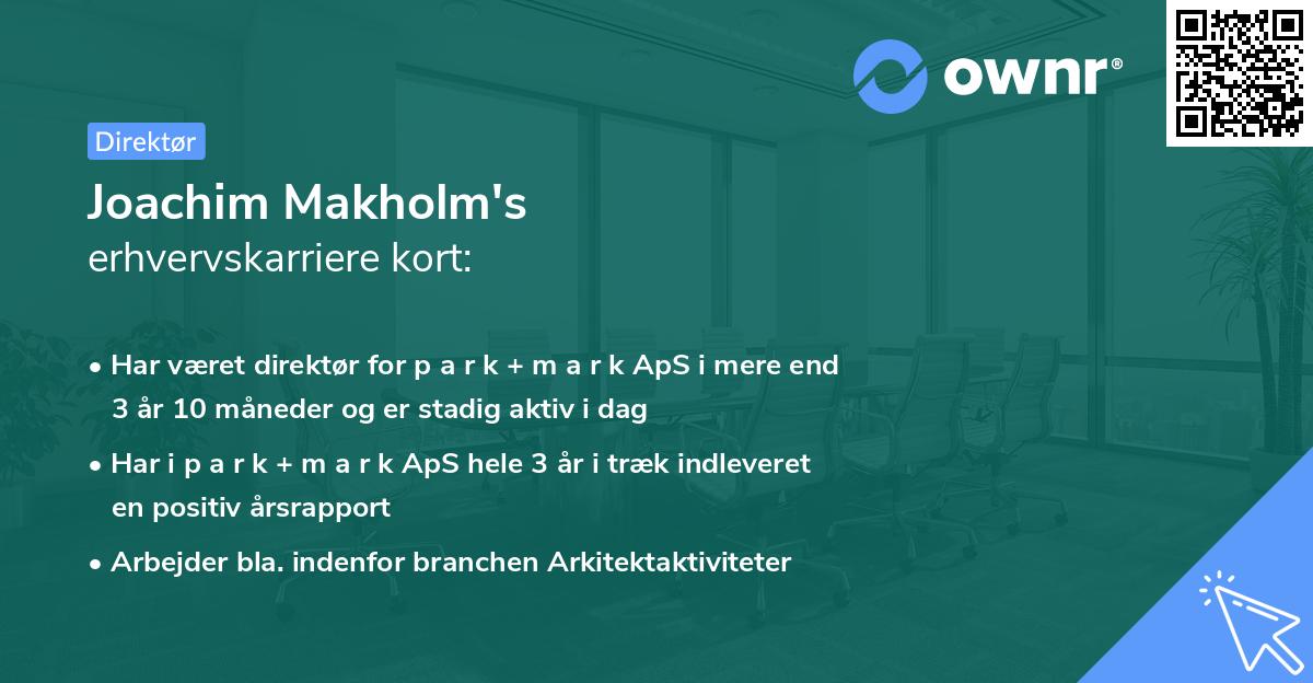 Joachim Makholm's erhvervskarriere kort