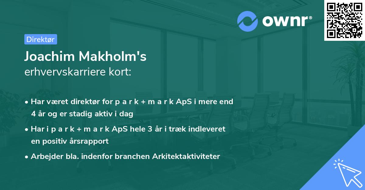 Joachim Makholm's erhvervskarriere kort