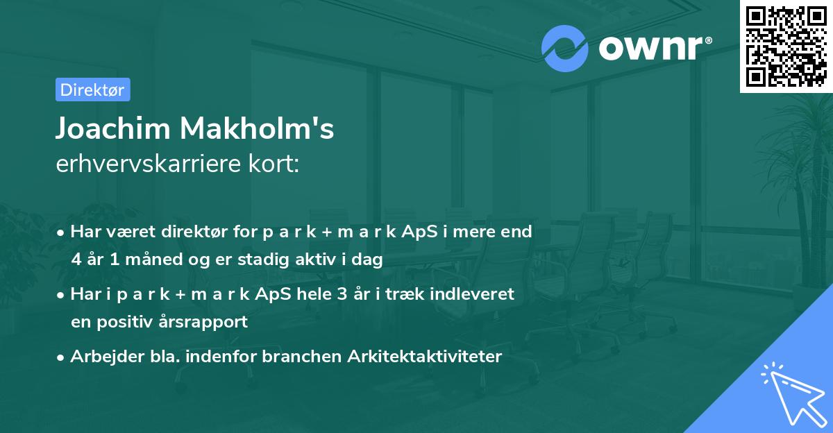 Joachim Makholm's erhvervskarriere kort