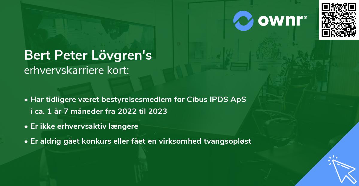 Bert Peter Lövgren's erhvervskarriere kort