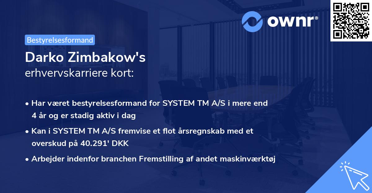 Darko Zimbakow's erhvervskarriere kort