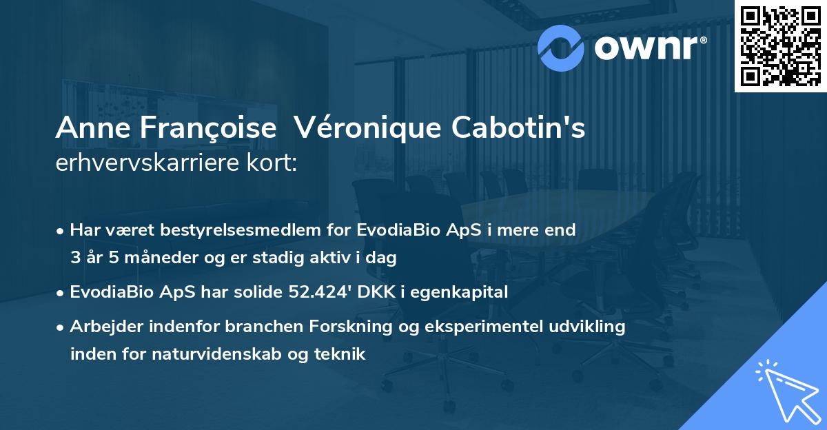 Anne Françoise  Véronique Cabotin's erhvervskarriere kort