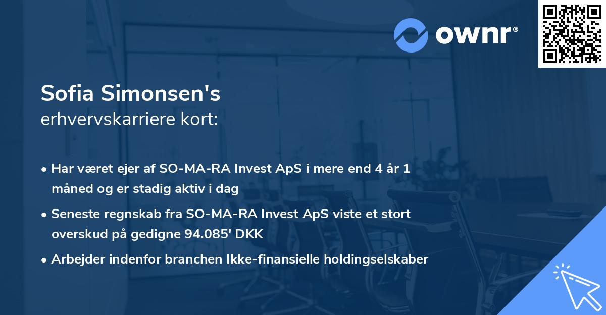 Sofia Simonsen's erhvervskarriere kort