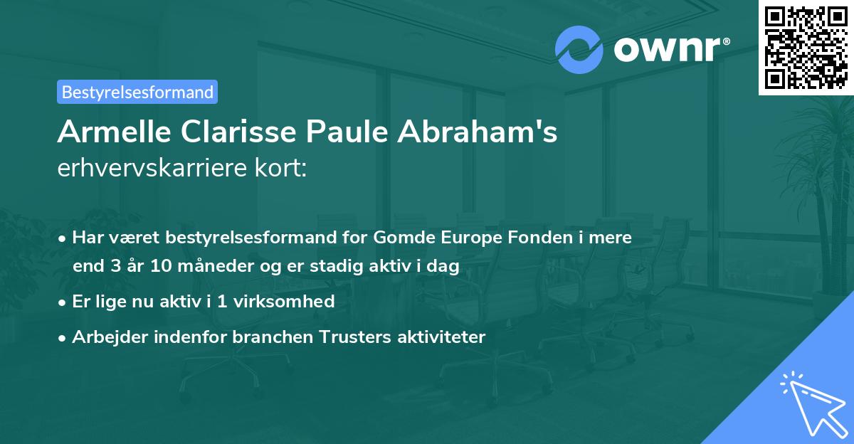 Armelle Clarisse Paule Abraham's erhvervskarriere kort