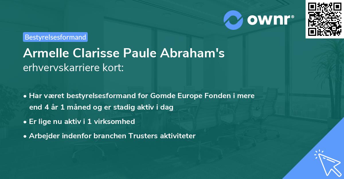 Armelle Clarisse Paule Abraham's erhvervskarriere kort