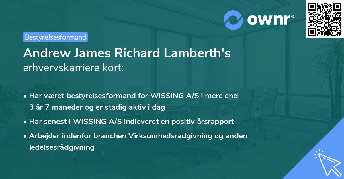 Andrew James Richard Lamberth's erhvervskarriere kort