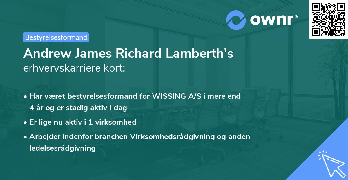 Andrew James Richard Lamberth's erhvervskarriere kort