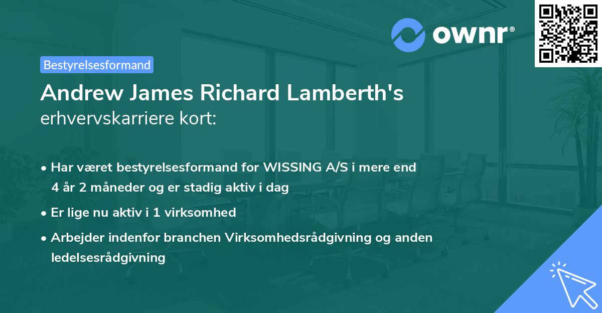 Andrew James Richard Lamberth's erhvervskarriere kort