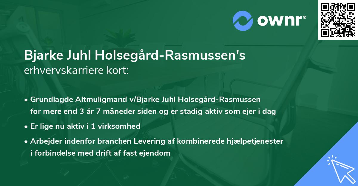Bjarke Juhl Holsegård-Rasmussen's erhvervskarriere kort