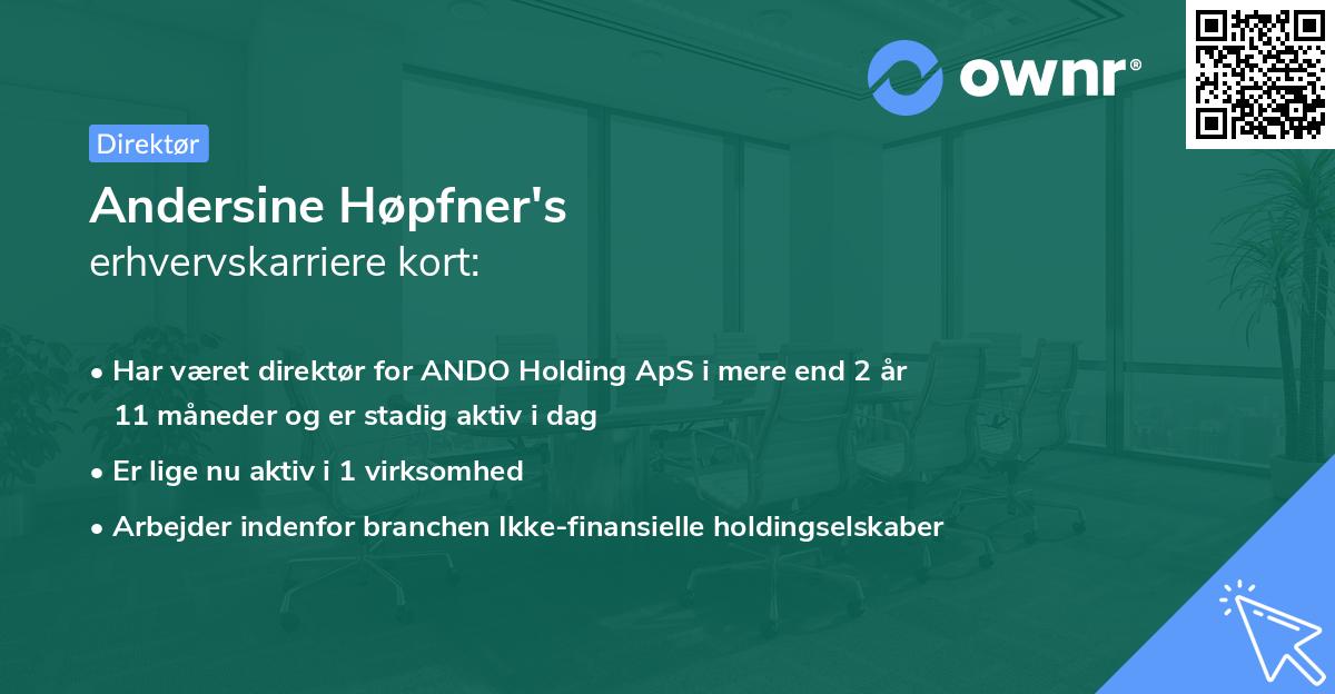 Andersine Høpfner's erhvervskarriere kort