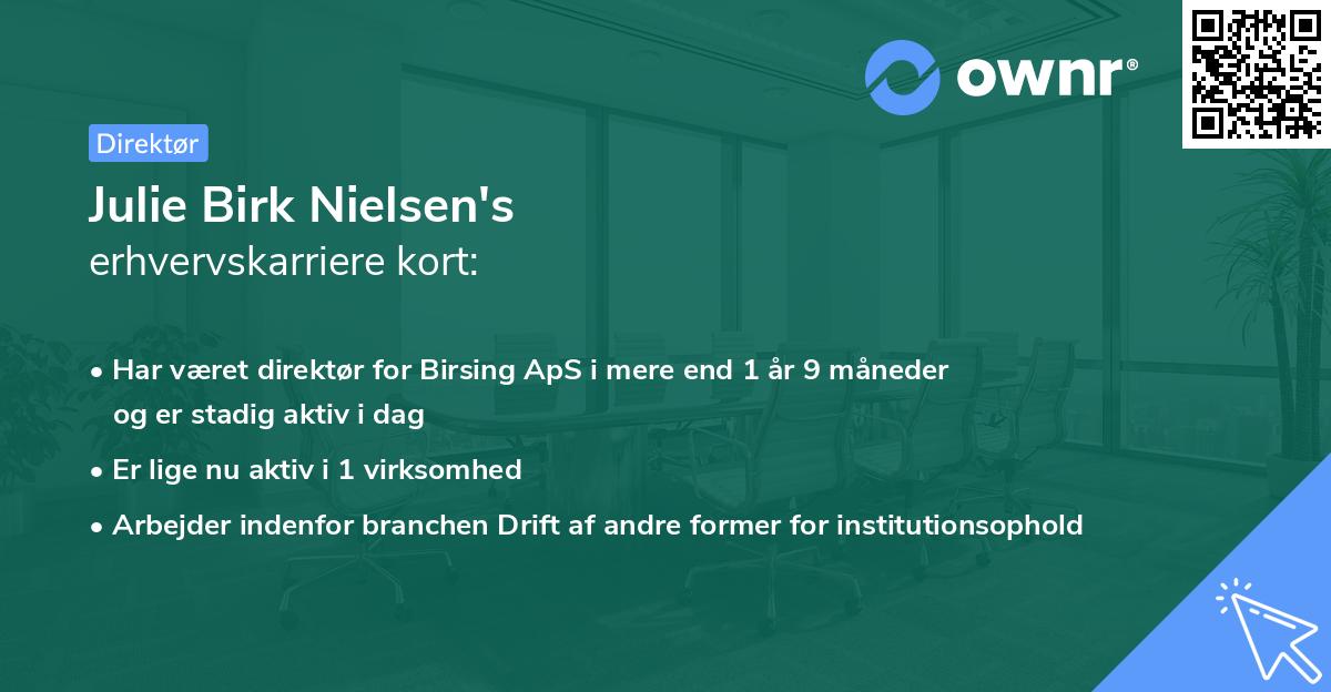 Julie Birk Nielsen's erhvervskarriere kort