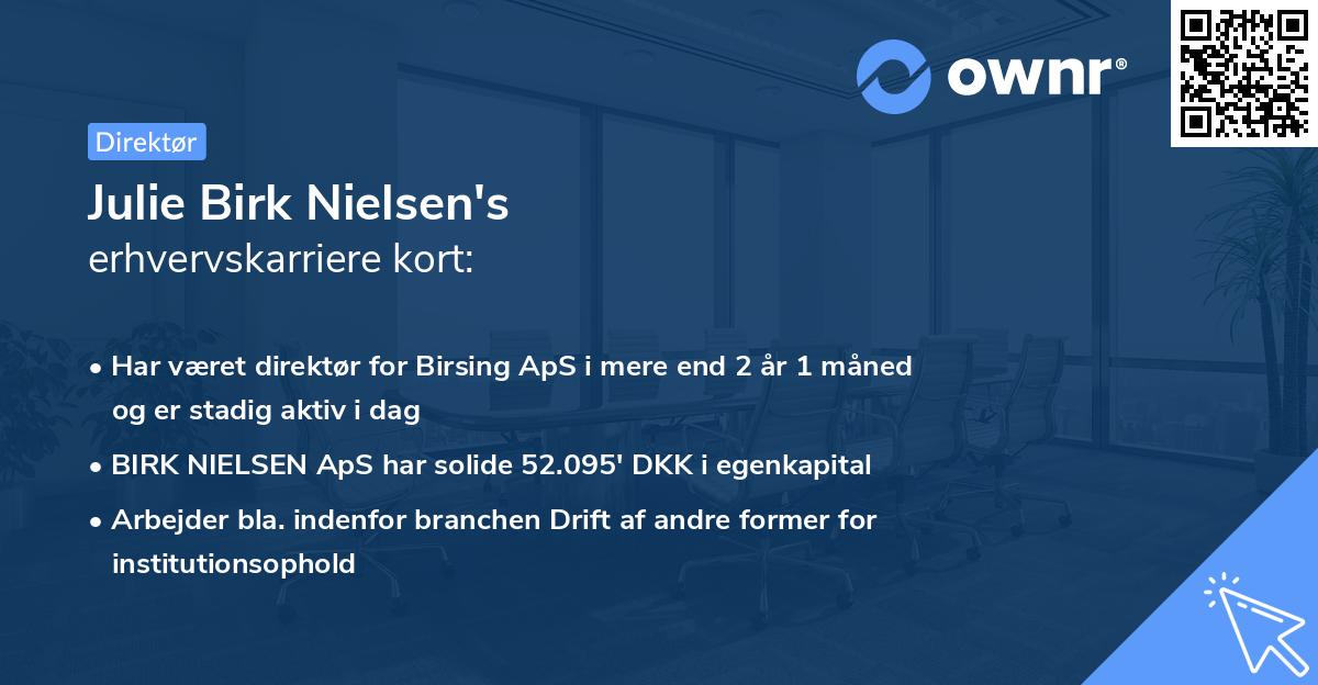 Julie Birk Nielsen's erhvervskarriere kort