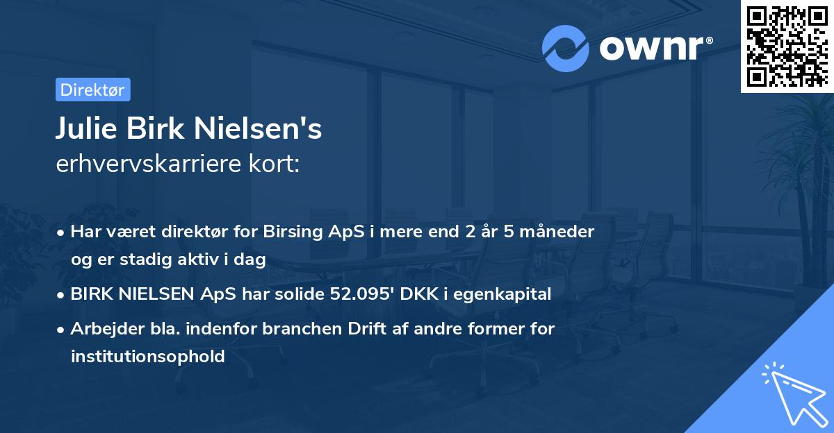 Julie Birk Nielsen's erhvervskarriere kort