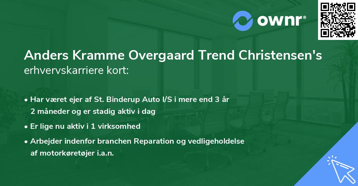 Anders Kramme Overgaard Trend Christensen's erhvervskarriere kort