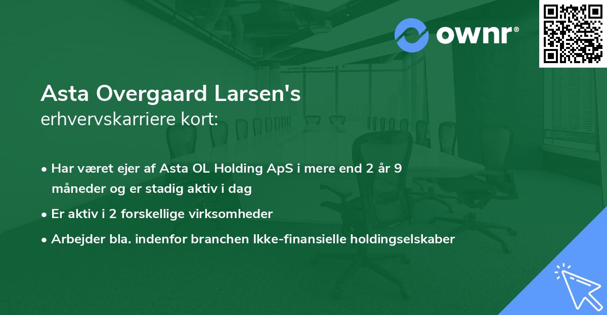 Asta Overgaard Larsen's erhvervskarriere kort
