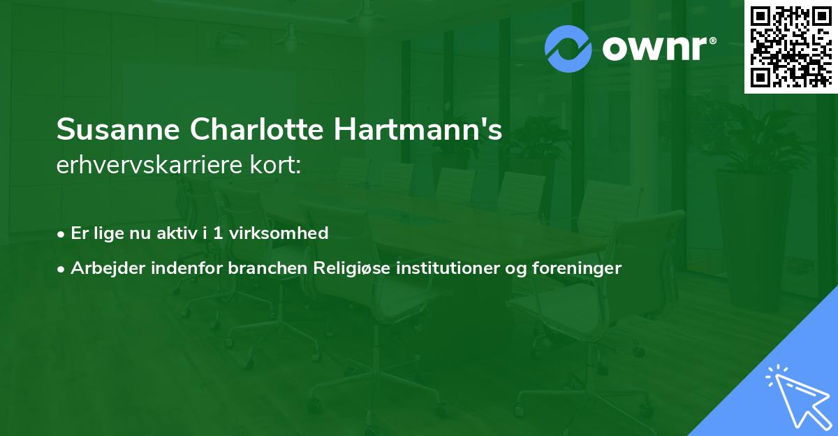 Susanne Charlotte Hartmann's erhvervskarriere kort