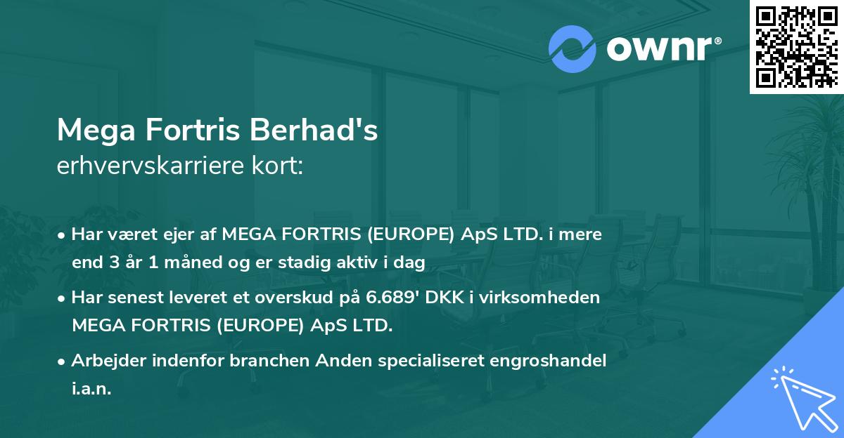 Mega Fortris Berhad's erhvervskarriere kort