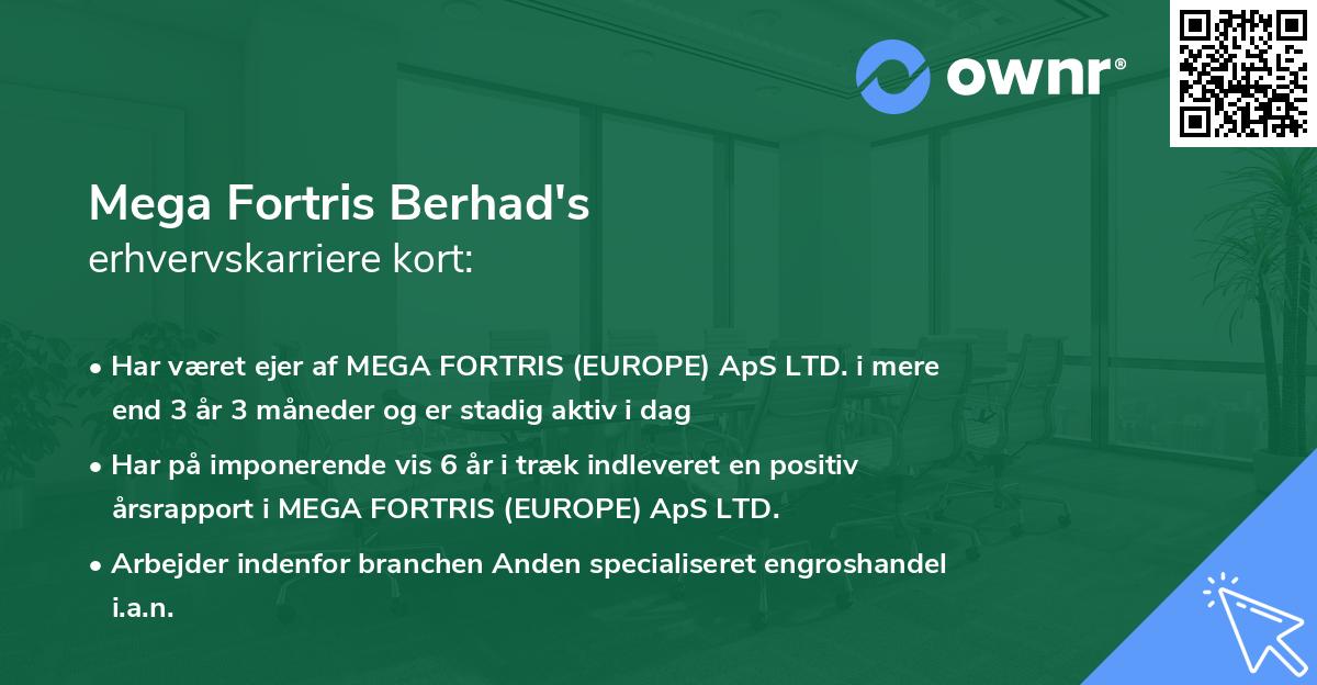 Mega Fortris Berhad's erhvervskarriere kort