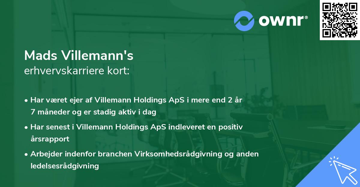 Mads Villemann's erhvervskarriere kort