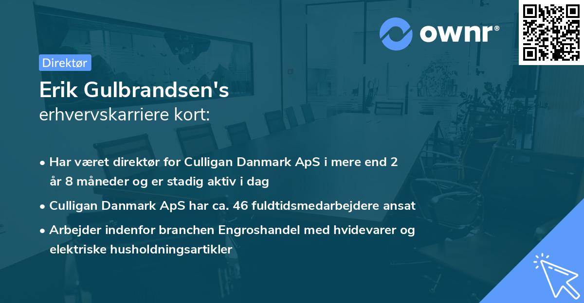 Erik Gulbrandsen's erhvervskarriere kort