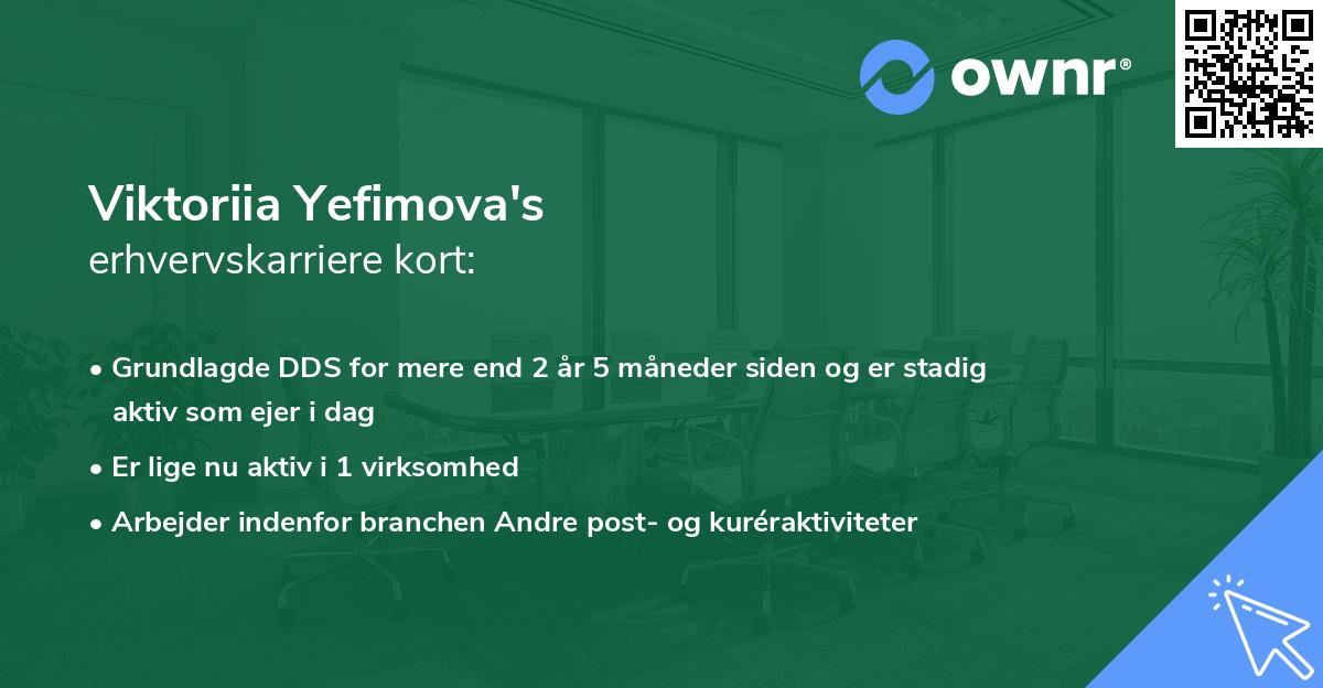 Viktoriia Yefimova's erhvervskarriere kort