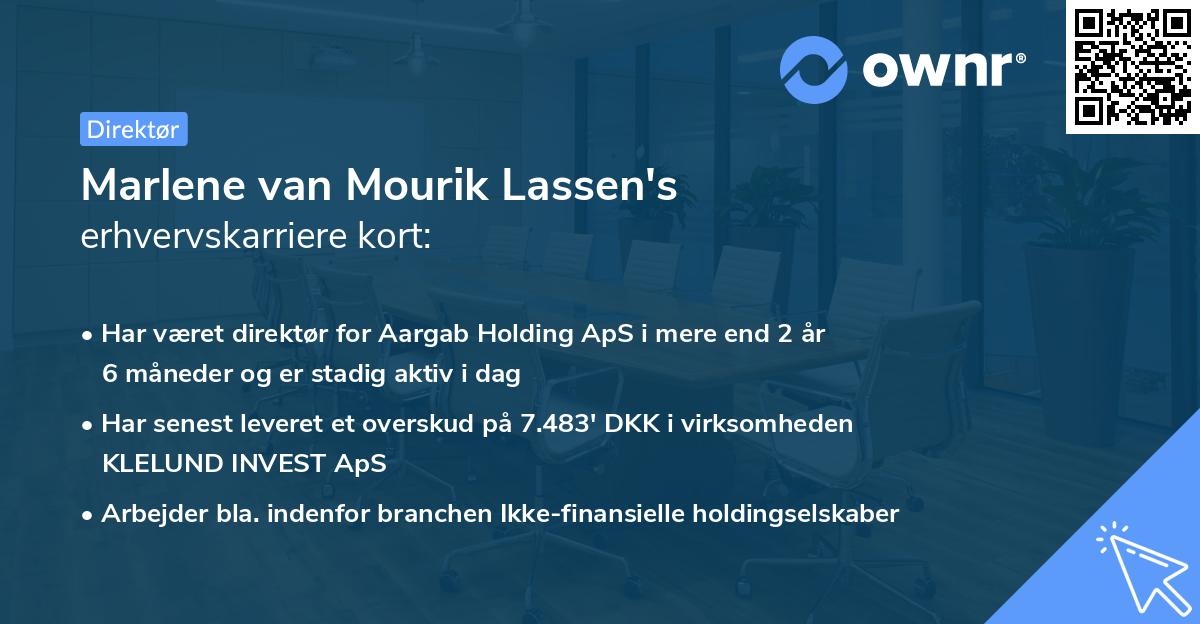 Marlene van Mourik Lassen's erhvervskarriere kort