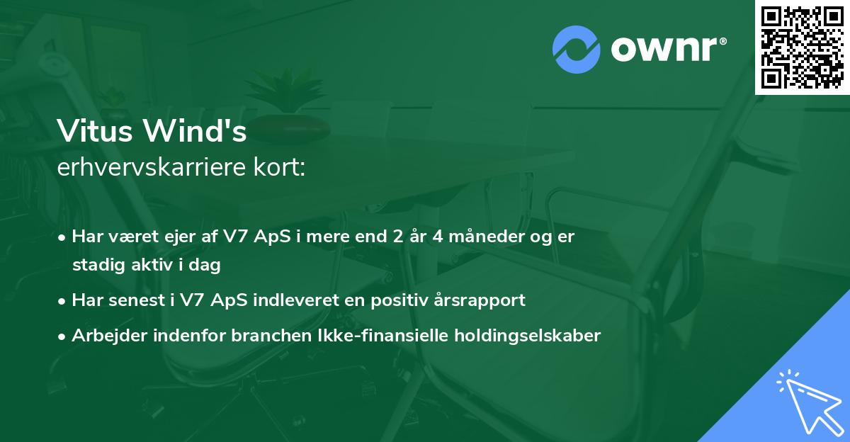Vitus Wind's erhvervskarriere kort