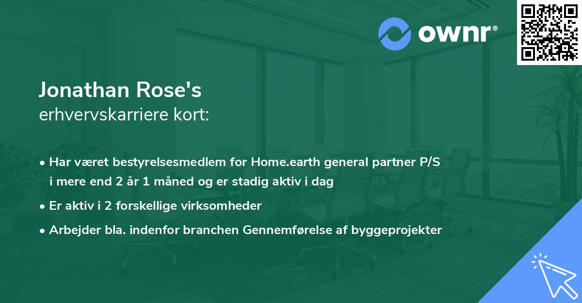 Jonathan Rose's erhvervskarriere kort