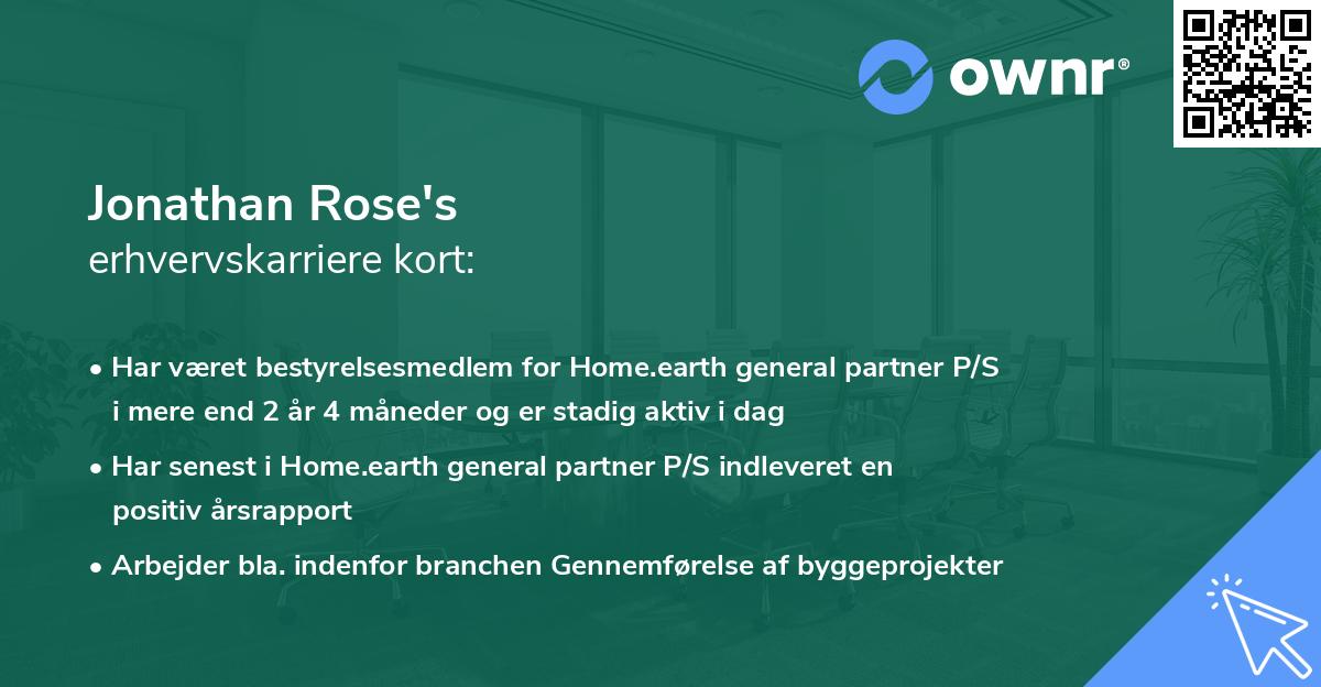 Jonathan Rose's erhvervskarriere kort