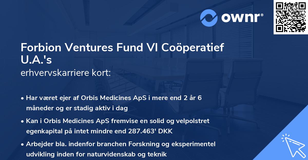 Forbion Ventures Fund VI Coöperatief U.A.'s erhvervskarriere kort