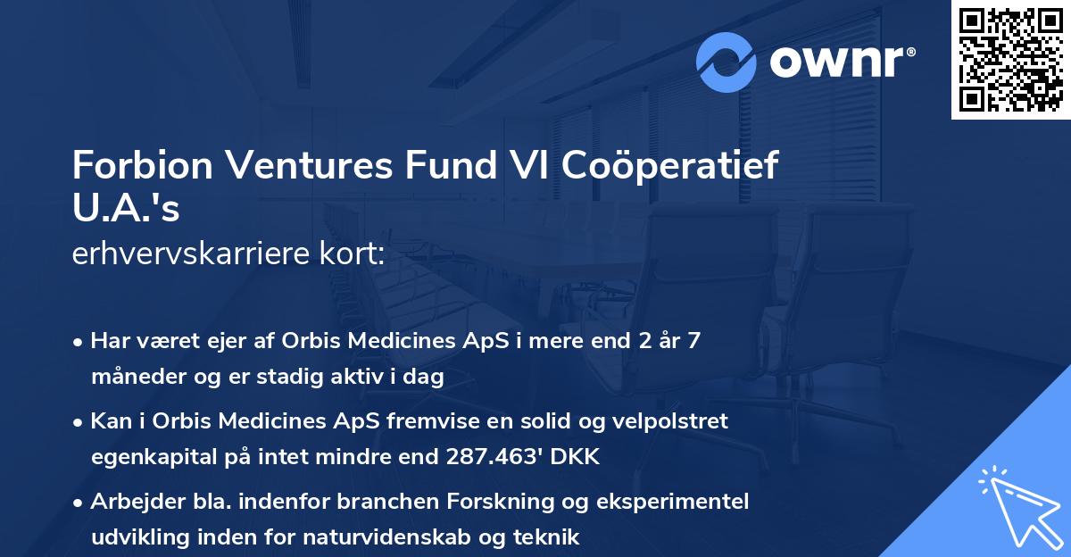 Forbion Ventures Fund VI Coöperatief U.A.'s erhvervskarriere kort