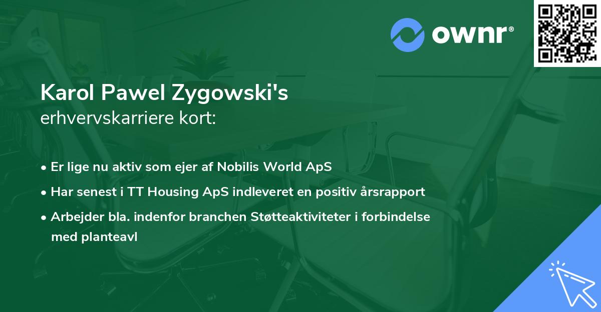 Karol Pawel Zygowski's erhvervskarriere kort
