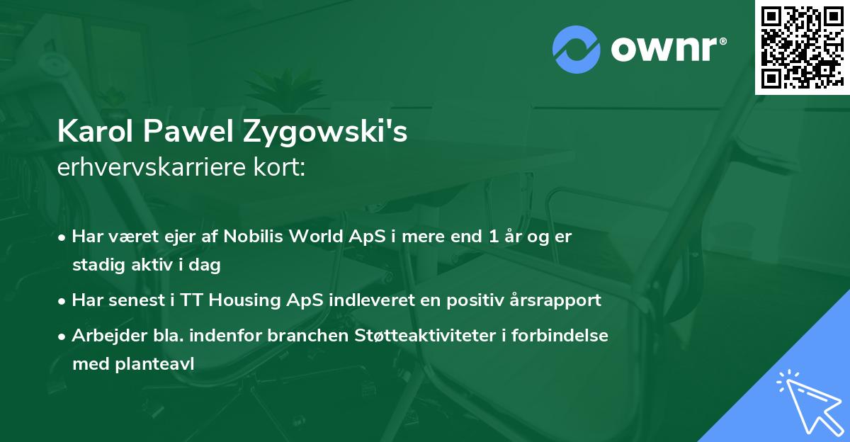 Karol Pawel Zygowski's erhvervskarriere kort