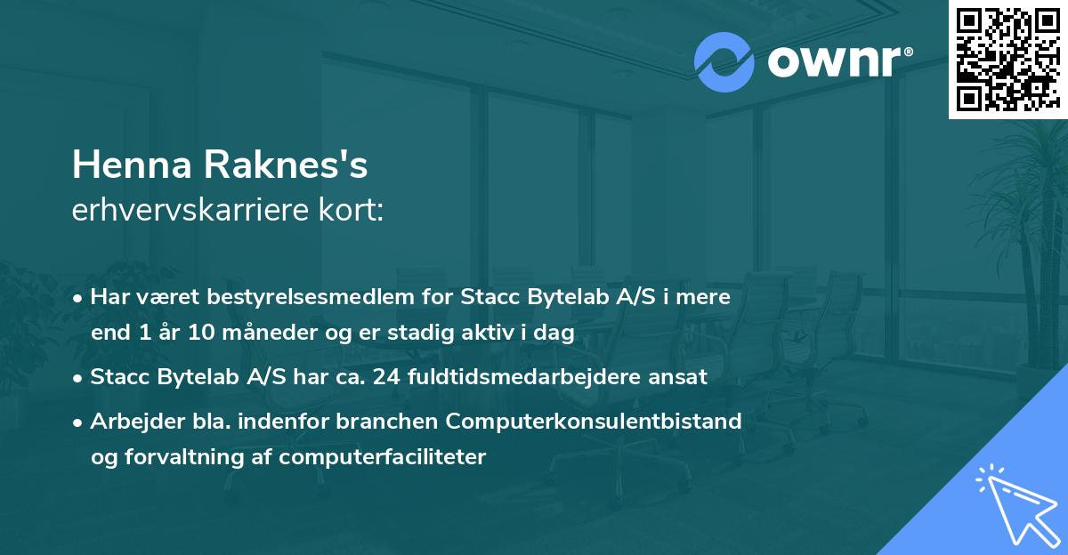 Henna Raknes's erhvervskarriere kort