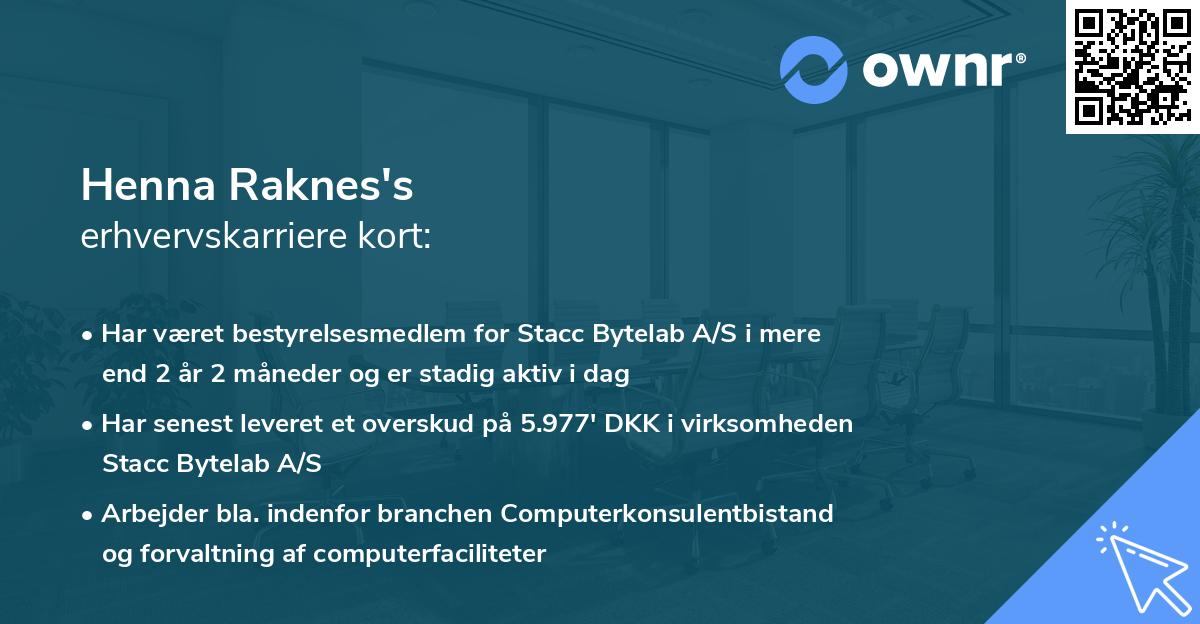 Henna Raknes's erhvervskarriere kort