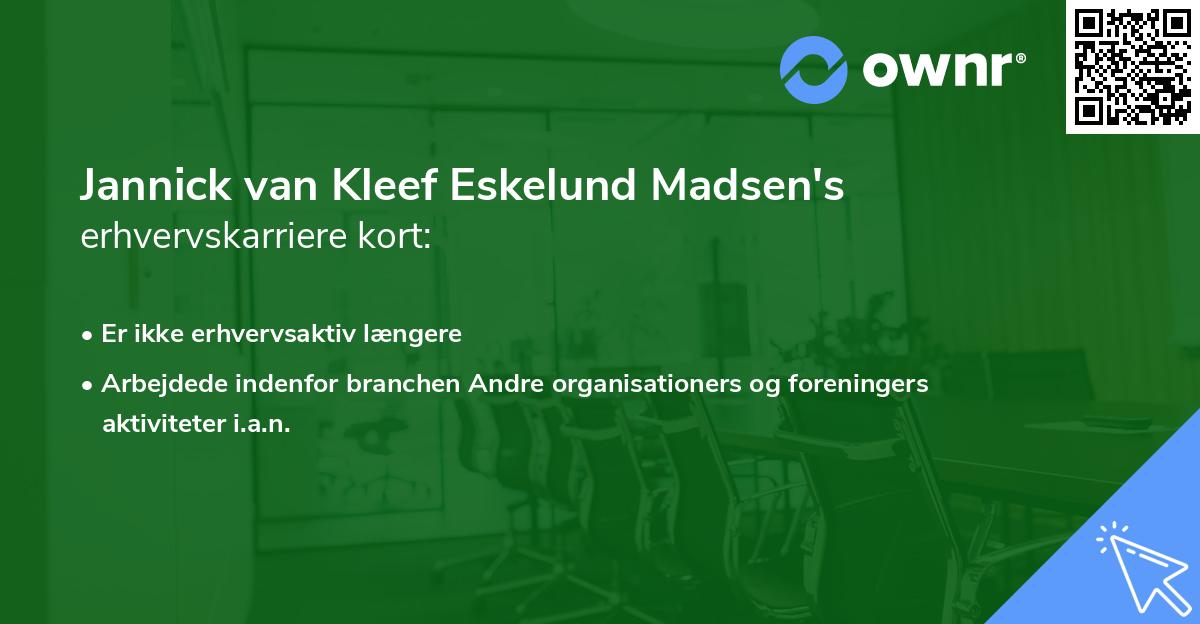 Jannick van Kleef Eskelund Madsen's erhvervskarriere kort