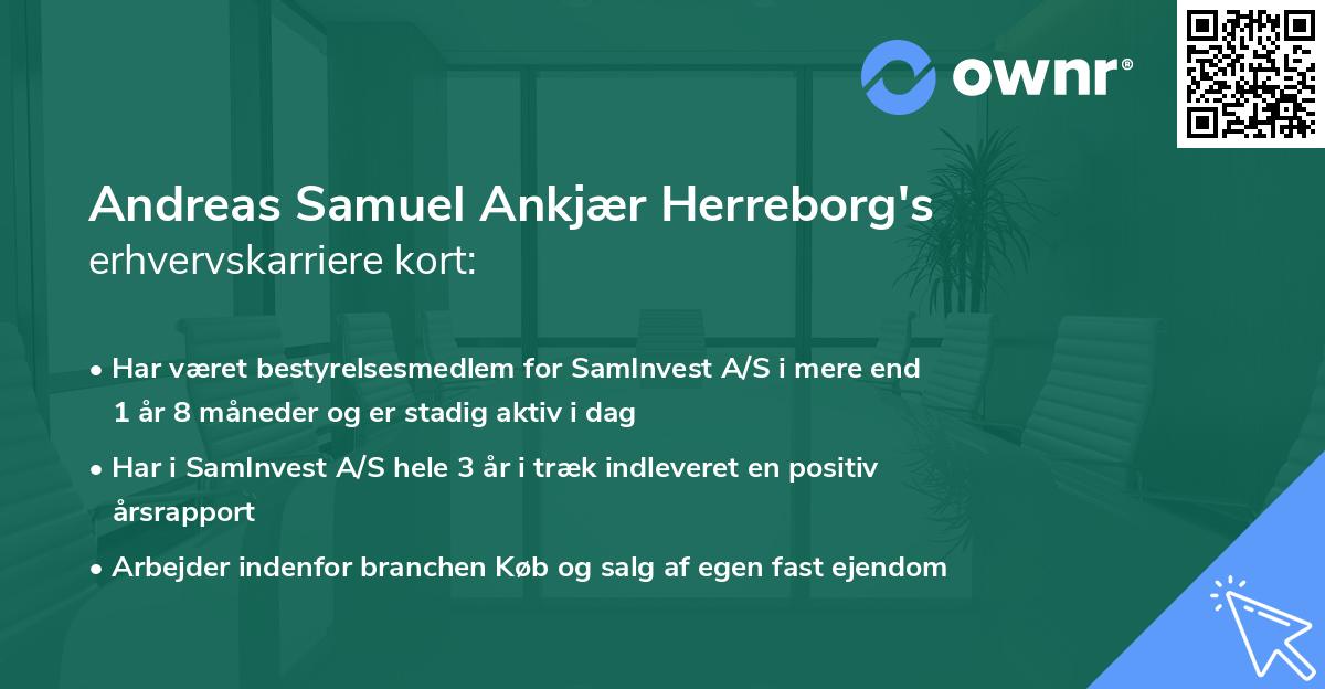 Andreas Samuel Ankjær Herreborg's erhvervskarriere kort