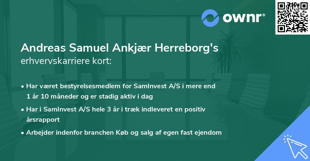 Andreas Samuel Ankjær Herreborg's erhvervskarriere kort