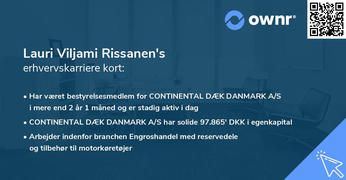 Lauri Viljami Rissanen's erhvervskarriere kort