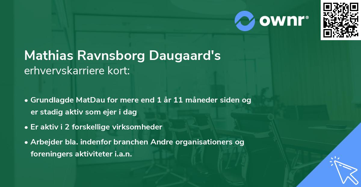 Mathias Ravnsborg Daugaard's erhvervskarriere kort