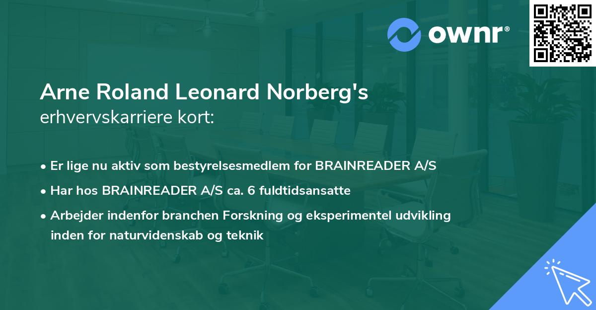 Arne Roland Leonard Norberg's erhvervskarriere kort