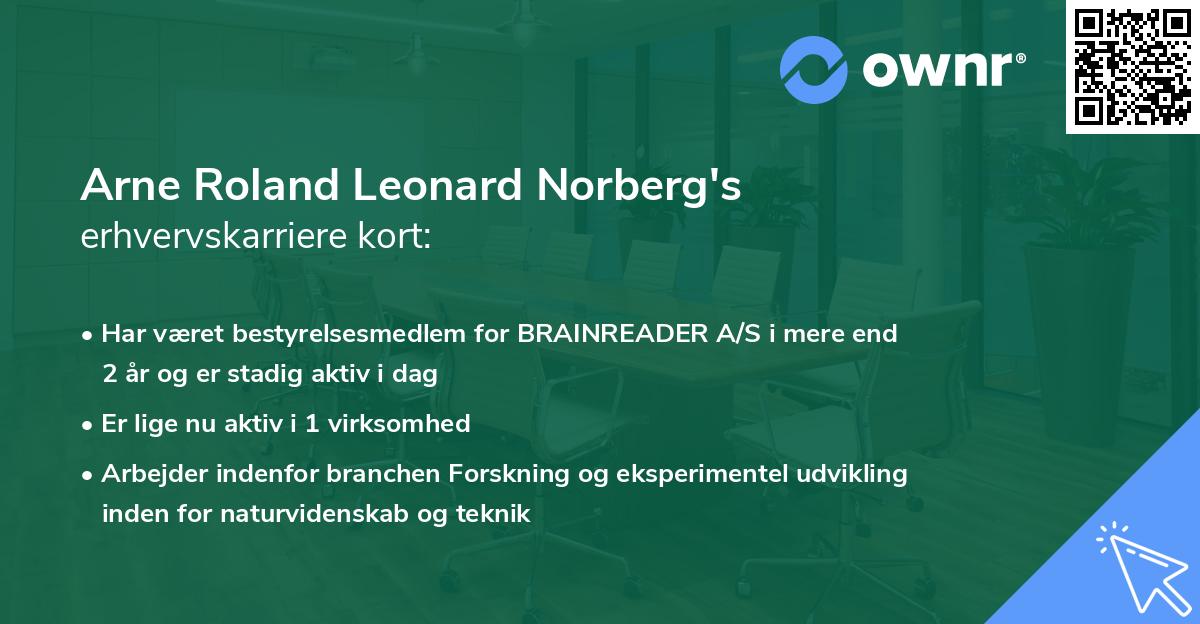 Arne Roland Leonard Norberg's erhvervskarriere kort