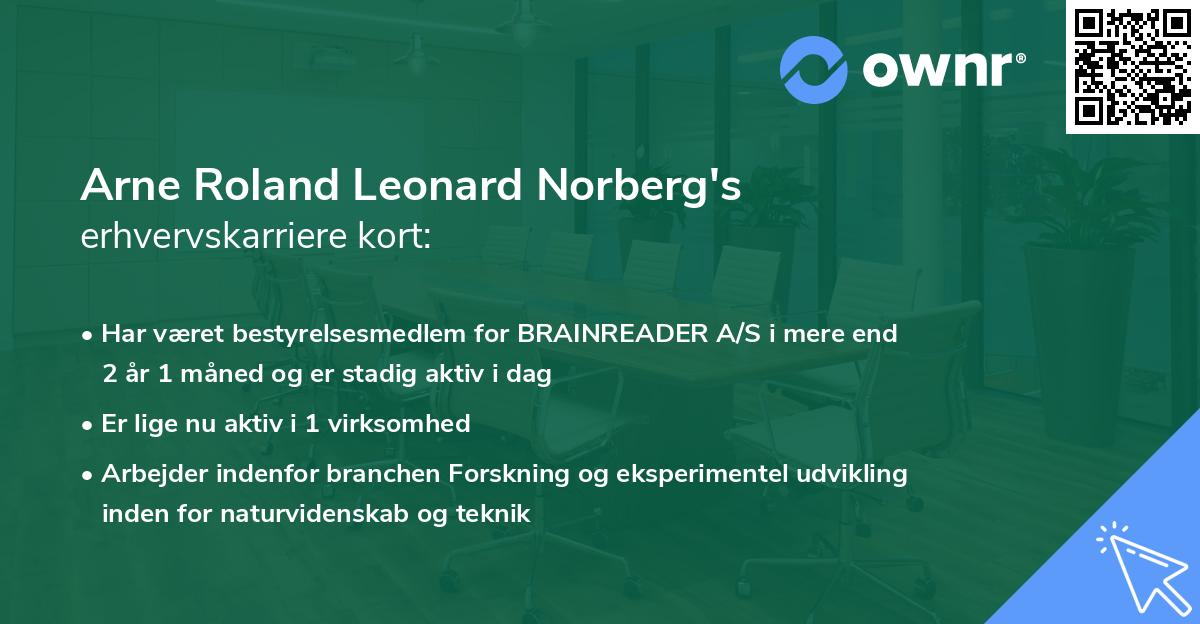 Arne Roland Leonard Norberg's erhvervskarriere kort