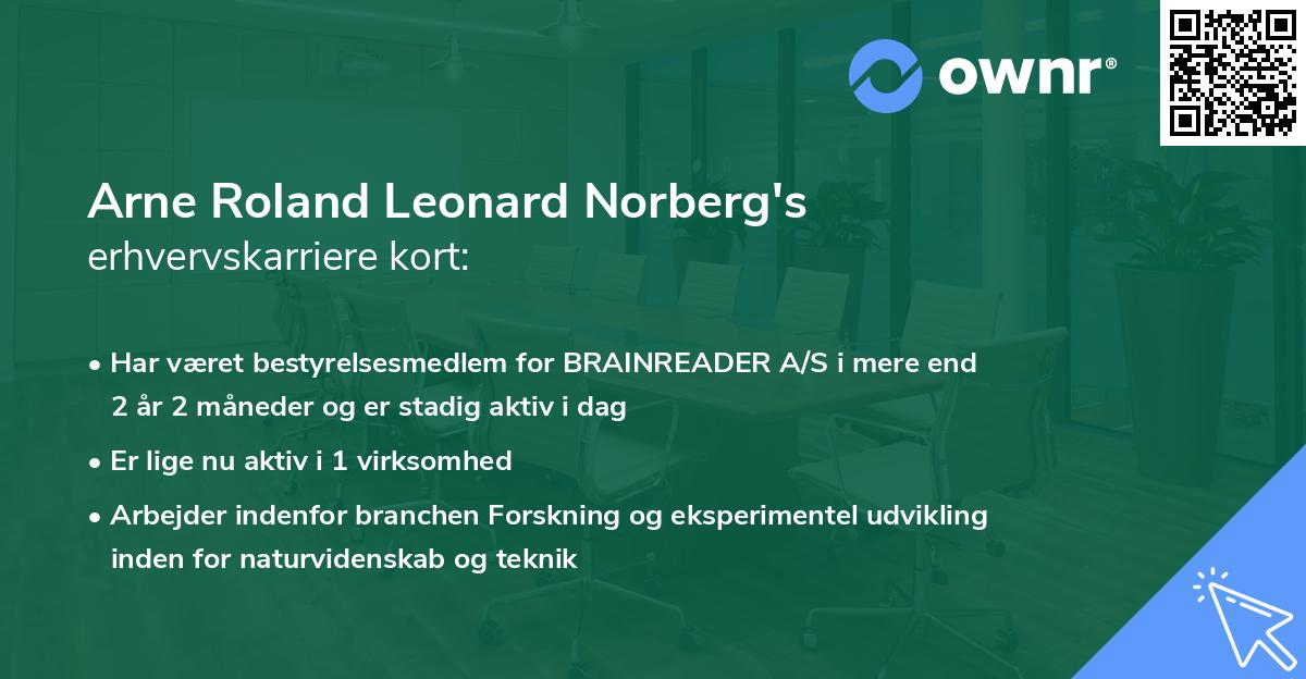 Arne Roland Leonard Norberg's erhvervskarriere kort