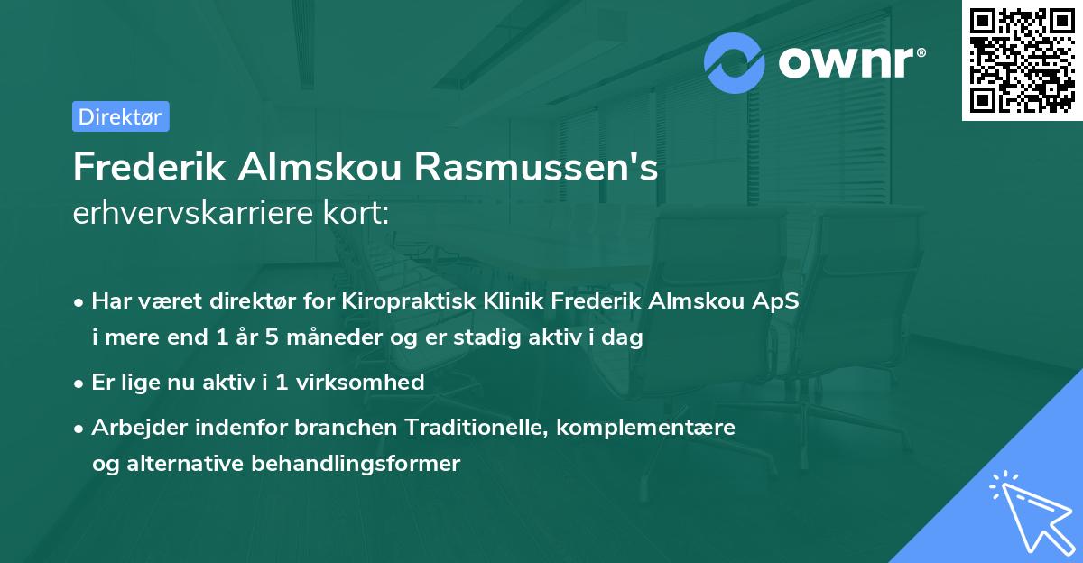 Frederik Almskou Rasmussen's erhvervskarriere kort