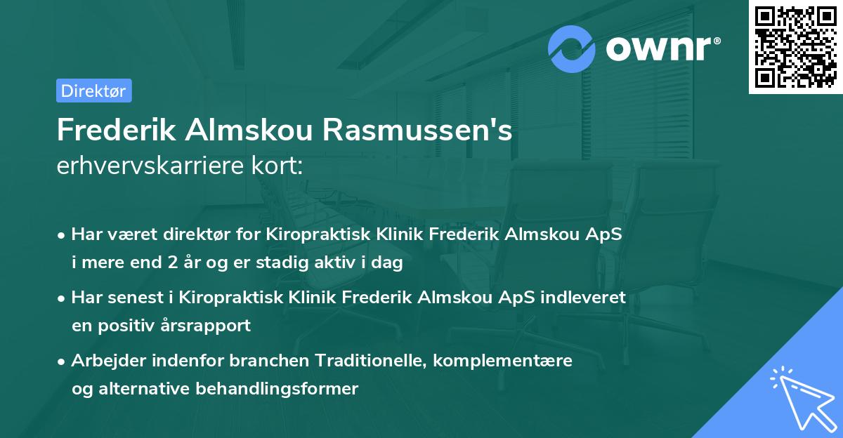 Frederik Almskou Rasmussen's erhvervskarriere kort